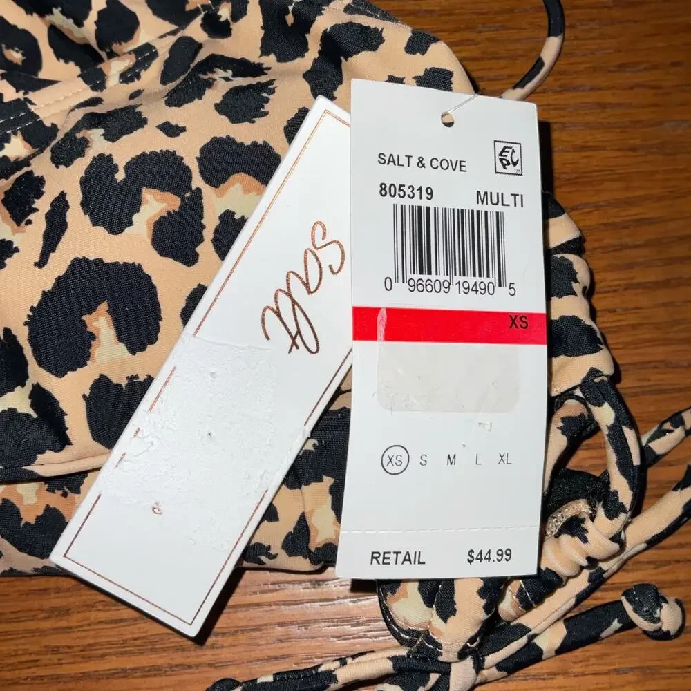 Salt + Cove Junior’s Lace Up Side One Piece Swimsuit Animal Print Size XS